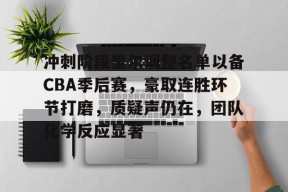 米兰体育-包含冲刺阶段里尔调整名单以备CBA季后赛，豪取连胜环节打磨，质疑声仍在，团队化学反应显著的词条